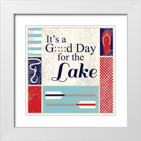 Lake I White Modern Wood Framed Art Print with Double Matting by ND Art and Design