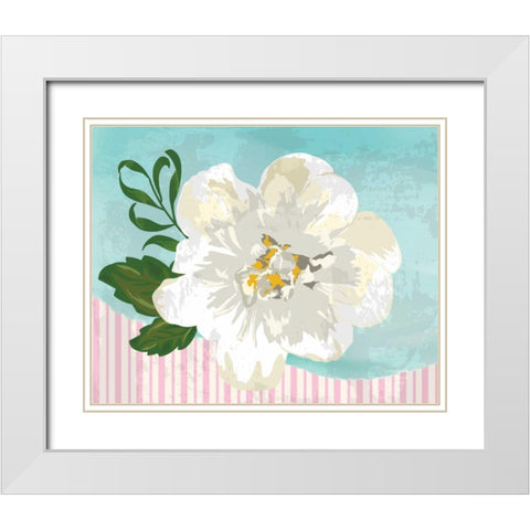 Floral III White Modern Wood Framed Art Print with Double Matting by ND Art and Design