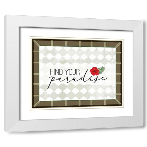 Tropical Leaf II White Modern Wood Framed Art Print with Double Matting by ND Art and Design