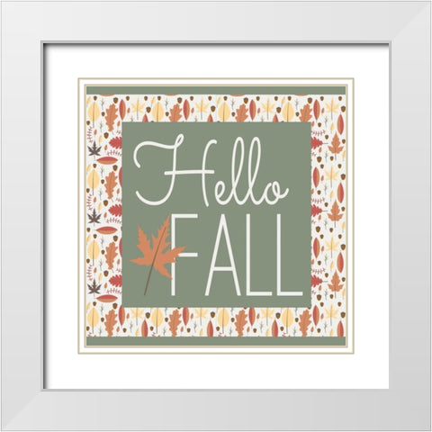 Hello Fall II White Modern Wood Framed Art Print with Double Matting by ND Art and Design