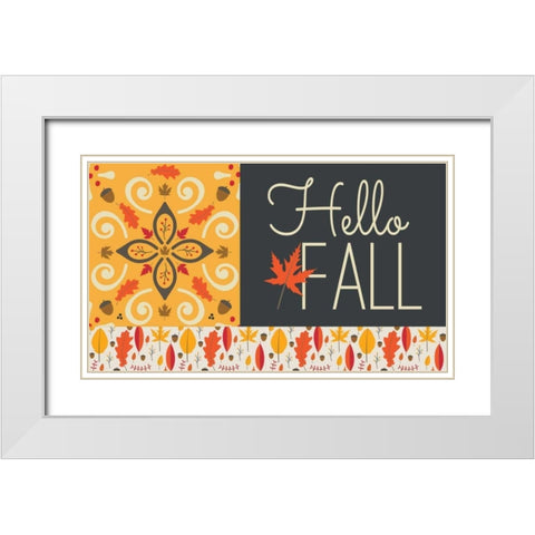 Hello Fall I White Modern Wood Framed Art Print with Double Matting by ND Art and Design