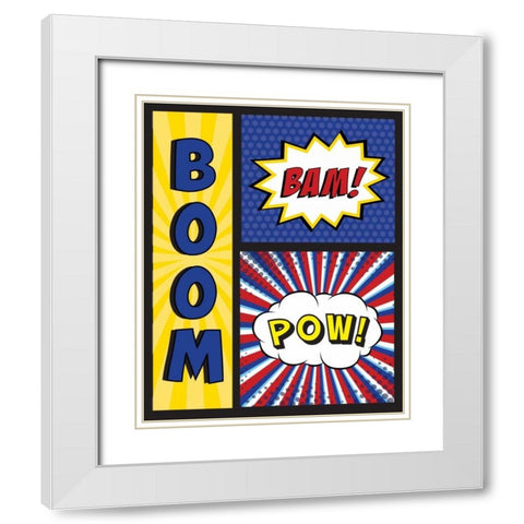 Boom! Bam! Pow! White Modern Wood Framed Art Print with Double Matting by ND Art and Design