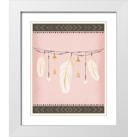 Feathers White Modern Wood Framed Art Print with Double Matting by ND Art and Design