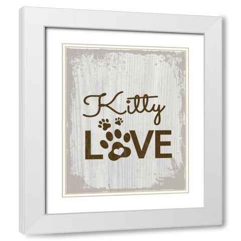 Kitty Love White Modern Wood Framed Art Print with Double Matting by ND Art and Design