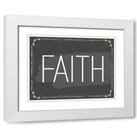 Faith White Modern Wood Framed Art Print with Double Matting by ND Art and Design