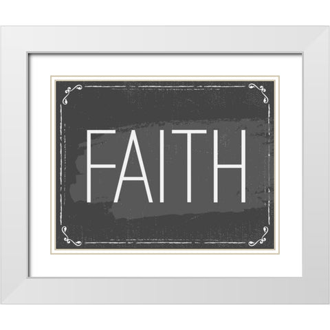 Faith White Modern Wood Framed Art Print with Double Matting by ND Art and Design