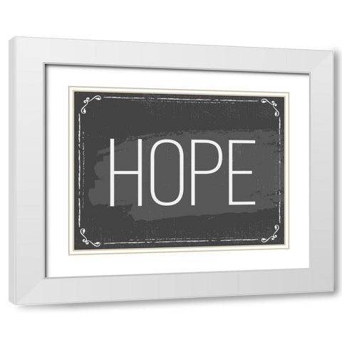 Hope White Modern Wood Framed Art Print with Double Matting by ND Art and Design