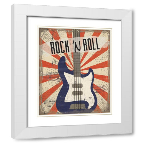 Rock n Roll White Modern Wood Framed Art Print with Double Matting by ND Art and Design