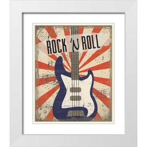 Rock n Roll White Modern Wood Framed Art Print with Double Matting by ND Art and Design