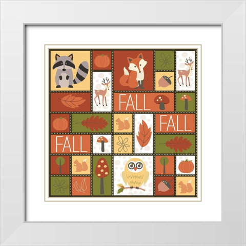 Fall Collage White Modern Wood Framed Art Print with Double Matting by ND Art and Design