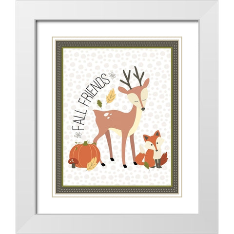Fall Friends White Modern Wood Framed Art Print with Double Matting by ND Art and Design
