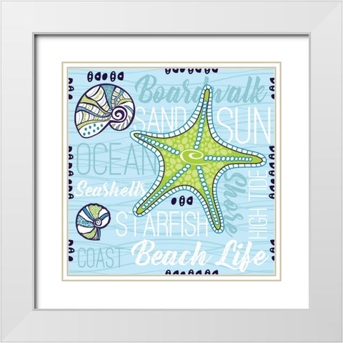 Boardwalk Typography White Modern Wood Framed Art Print with Double Matting by ND Art and Design