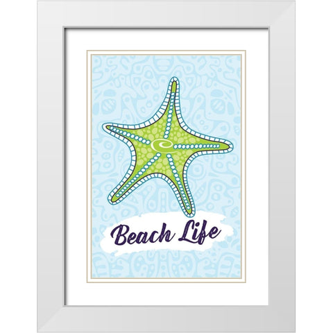 Beach Life White Modern Wood Framed Art Print with Double Matting by ND Art and Design