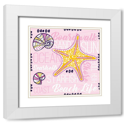 Boardwalk Typography White Modern Wood Framed Art Print with Double Matting by ND Art and Design