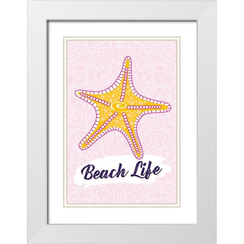 Beach Life White Modern Wood Framed Art Print with Double Matting by ND Art and Design