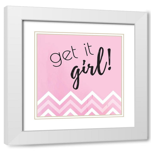 Get it Girl White Modern Wood Framed Art Print with Double Matting by ND Art and Design