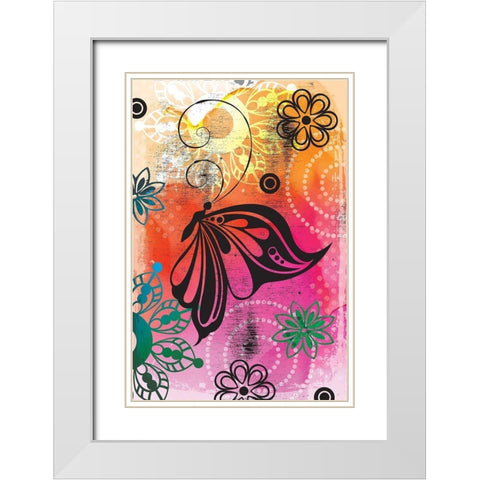 Warm Colors Florals II White Modern Wood Framed Art Print with Double Matting by ND Art and Design