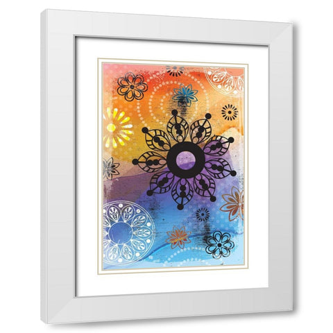 Warm Colors Florals III White Modern Wood Framed Art Print with Double Matting by ND Art and Design