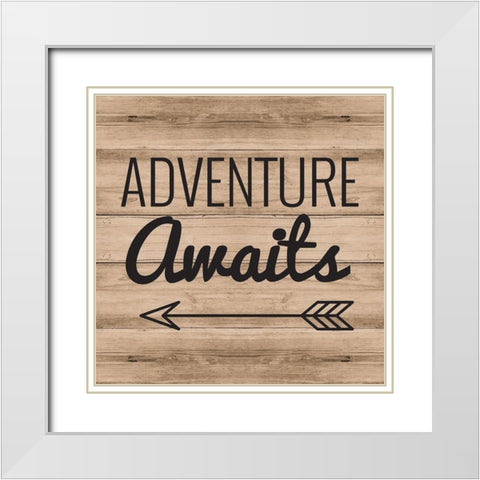 Adventure Awaits White Modern Wood Framed Art Print with Double Matting by ND Art and Design