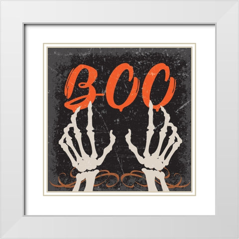 Boo White Modern Wood Framed Art Print with Double Matting by ND Art and Design