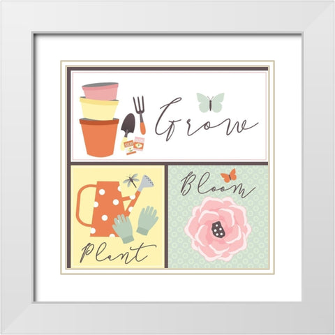 Garden Goddess - Grow, Plant, Bloom White Modern Wood Framed Art Print with Double Matting by ND Art and Design