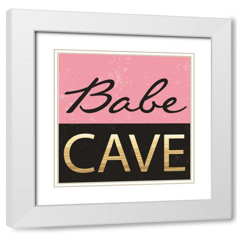 Babe Cave White Modern Wood Framed Art Print with Double Matting by ND Art and Design