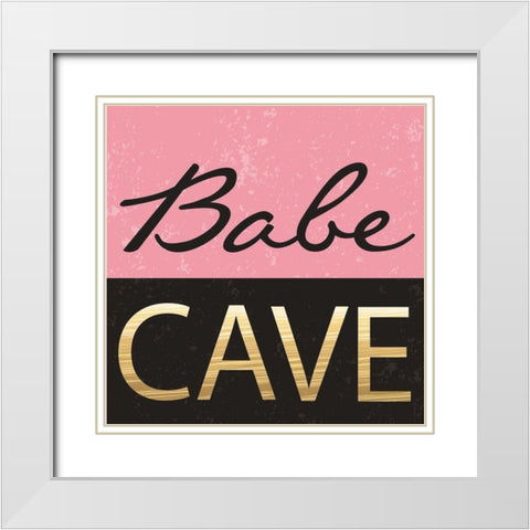Babe Cave White Modern Wood Framed Art Print with Double Matting by ND Art and Design
