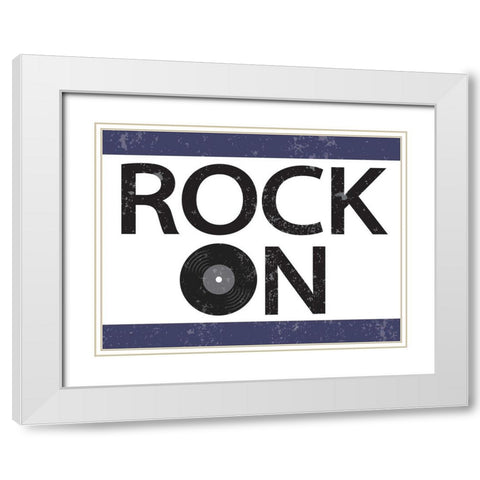 Rock On White Modern Wood Framed Art Print with Double Matting by ND Art and Design
