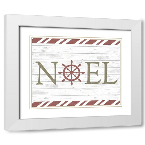 Coastal Noel Christmas White Modern Wood Framed Art Print with Double Matting by ND Art and Design