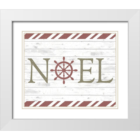 Coastal Noel Christmas White Modern Wood Framed Art Print with Double Matting by ND Art and Design