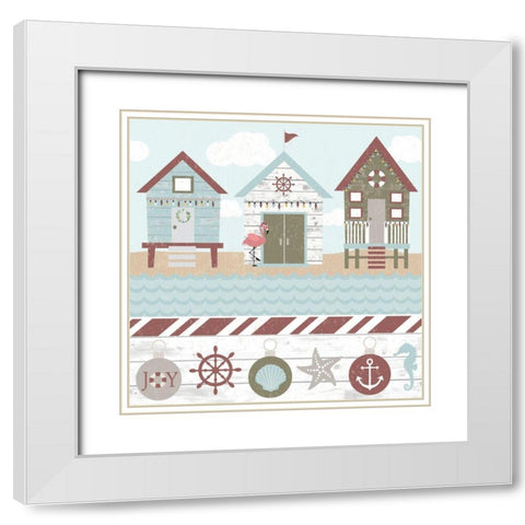 Coastal Christmas Pattern III White Modern Wood Framed Art Print with Double Matting by ND Art and Design