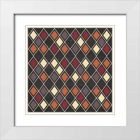 Autumn Harvest Diamond Pattern White Modern Wood Framed Art Print with Double Matting by ND Art and Design