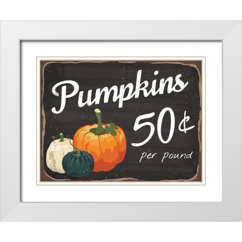 Pumpkins 50Â¢ White Modern Wood Framed Art Print with Double Matting by ND Art and Design