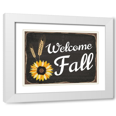 Welcome Fall White Modern Wood Framed Art Print with Double Matting by ND Art and Design