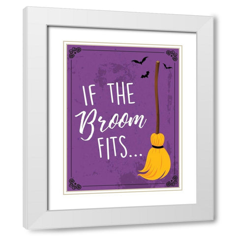 Broom Fits White Modern Wood Framed Art Print with Double Matting by ND Art and Design