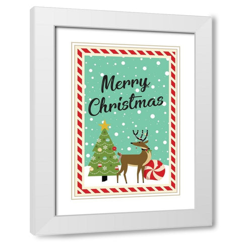 Merry Christmas White Modern Wood Framed Art Print with Double Matting by ND Art