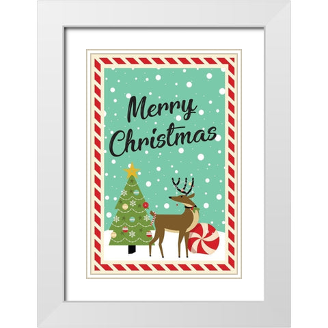 Merry Christmas White Modern Wood Framed Art Print with Double Matting by ND Art