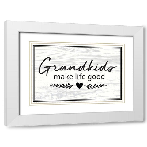 Grandkids White Modern Wood Framed Art Print with Double Matting by ND Art