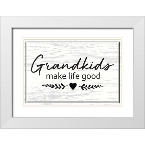 Grandkids White Modern Wood Framed Art Print with Double Matting by ND Art