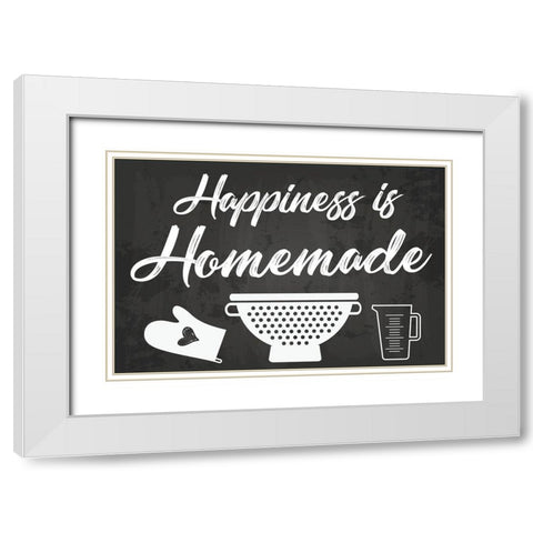 Happiness is Homemade White Modern Wood Framed Art Print with Double Matting by ND Art