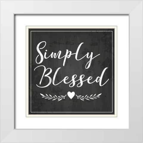 Simply Blessed White Modern Wood Framed Art Print with Double Matting by ND Art