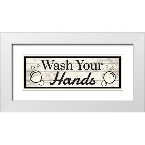 Wash Your Hands White Modern Wood Framed Art Print with Double Matting by ND Art