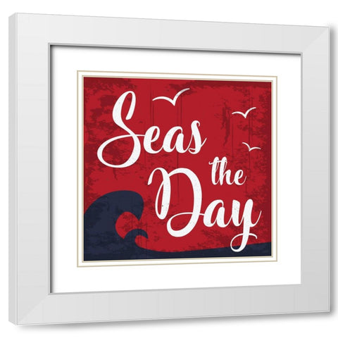 Seas the Day White Modern Wood Framed Art Print with Double Matting by ND Art