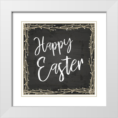 Happy Easter White Modern Wood Framed Art Print with Double Matting by ND Art