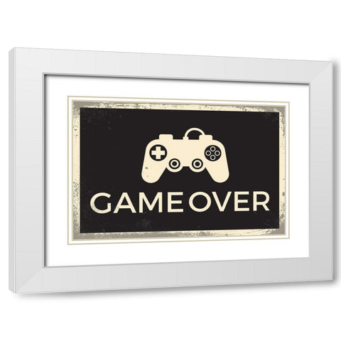 Game Over White Modern Wood Framed Art Print with Double Matting by ND Art