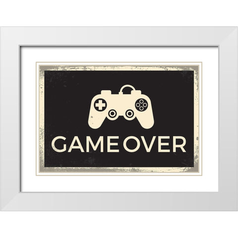 Game Over White Modern Wood Framed Art Print with Double Matting by ND Art