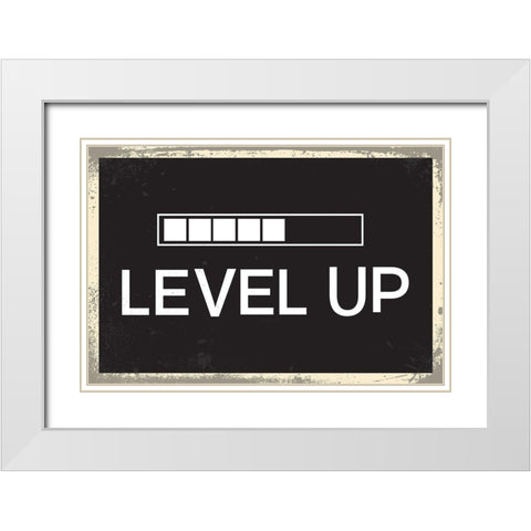 Level Up White Modern Wood Framed Art Print with Double Matting by ND Art