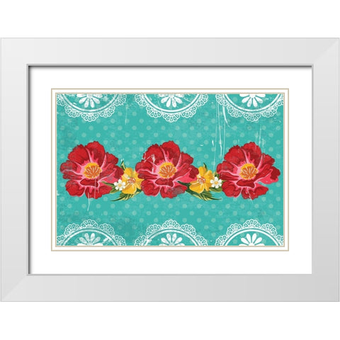 Floral I White Modern Wood Framed Art Print with Double Matting by ND Art