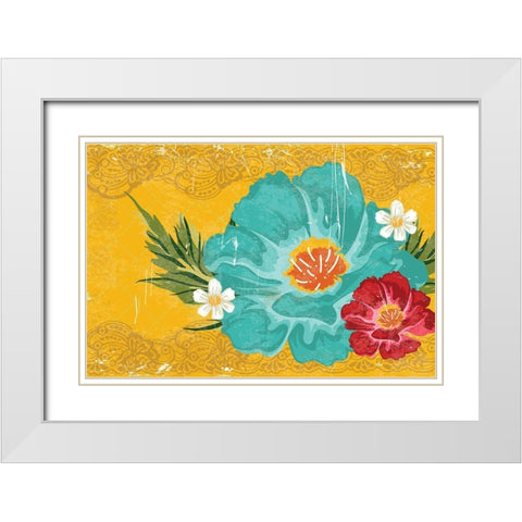Floral II White Modern Wood Framed Art Print with Double Matting by ND Art
