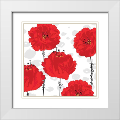 Poppy I White Modern Wood Framed Art Print with Double Matting by ND Art